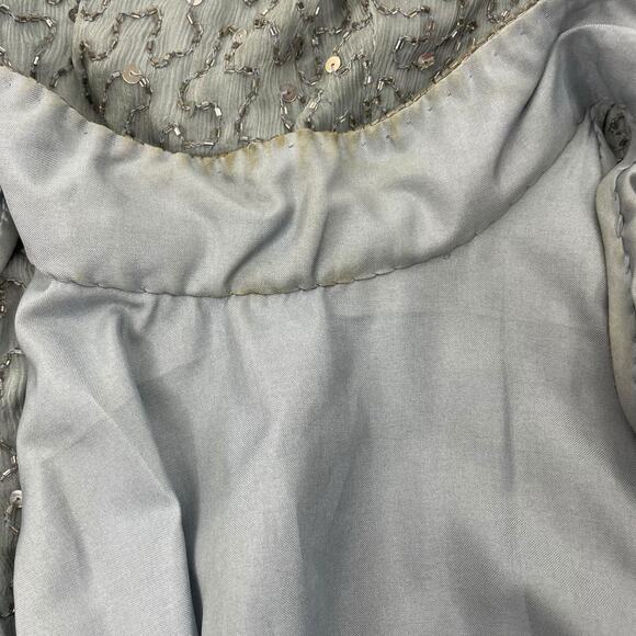 Ricci Wear Halter Neck Sequin Embellished Evening Gown Gray Silver Size M - Picture 12 of 14